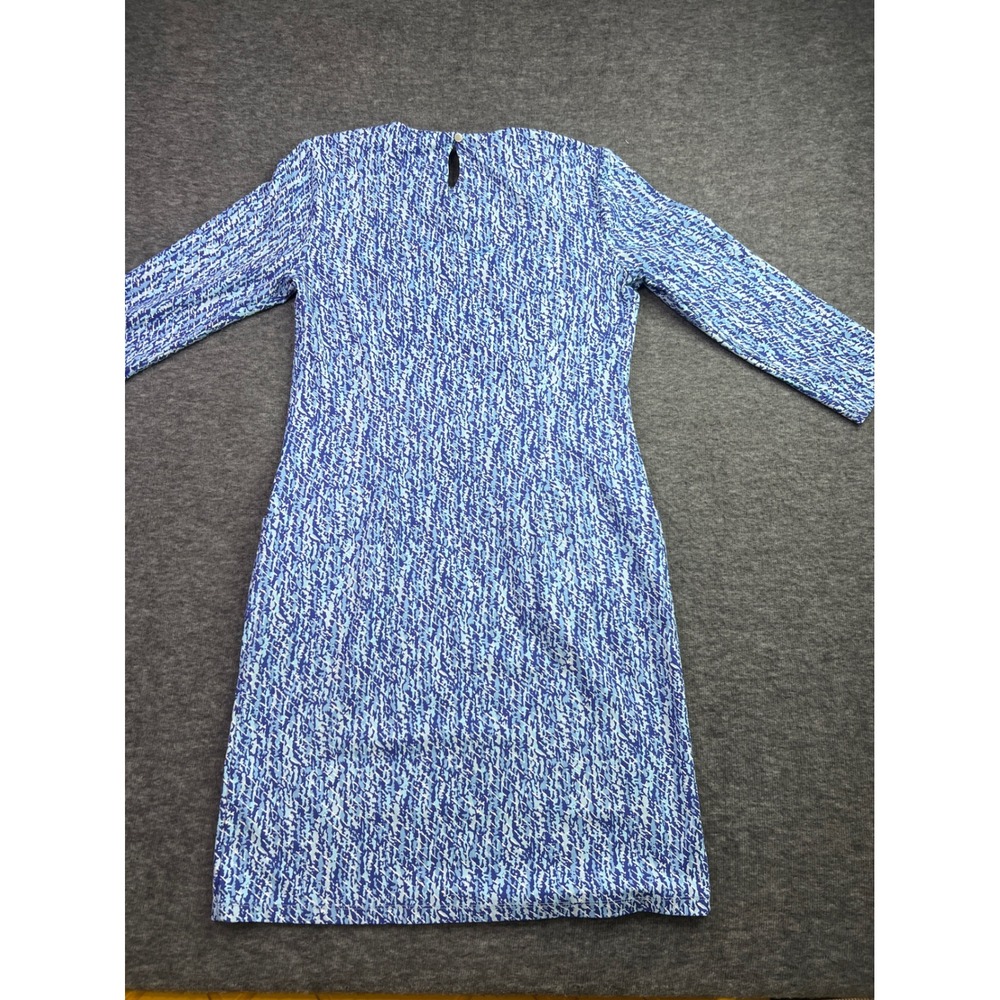 J.McLaughlin Catalina Cloth Sheath Dress Blue White Abstract Print Pockets S - Picture 2 of 12